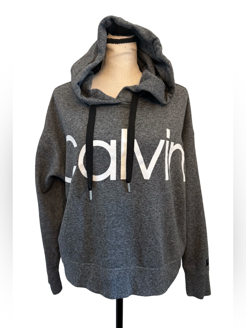 Calvin Klein Performance Gray Logo Hoodie Sweatshirt Pullover Medium